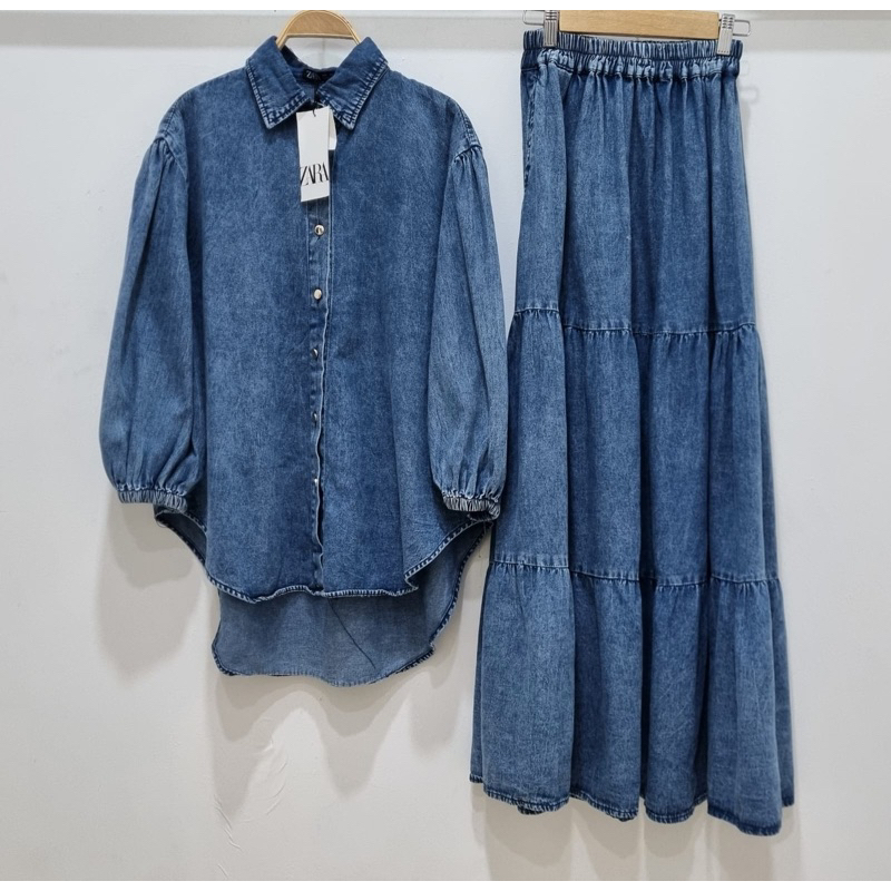 set rok Zara jeans //oneset zara rok jeans
