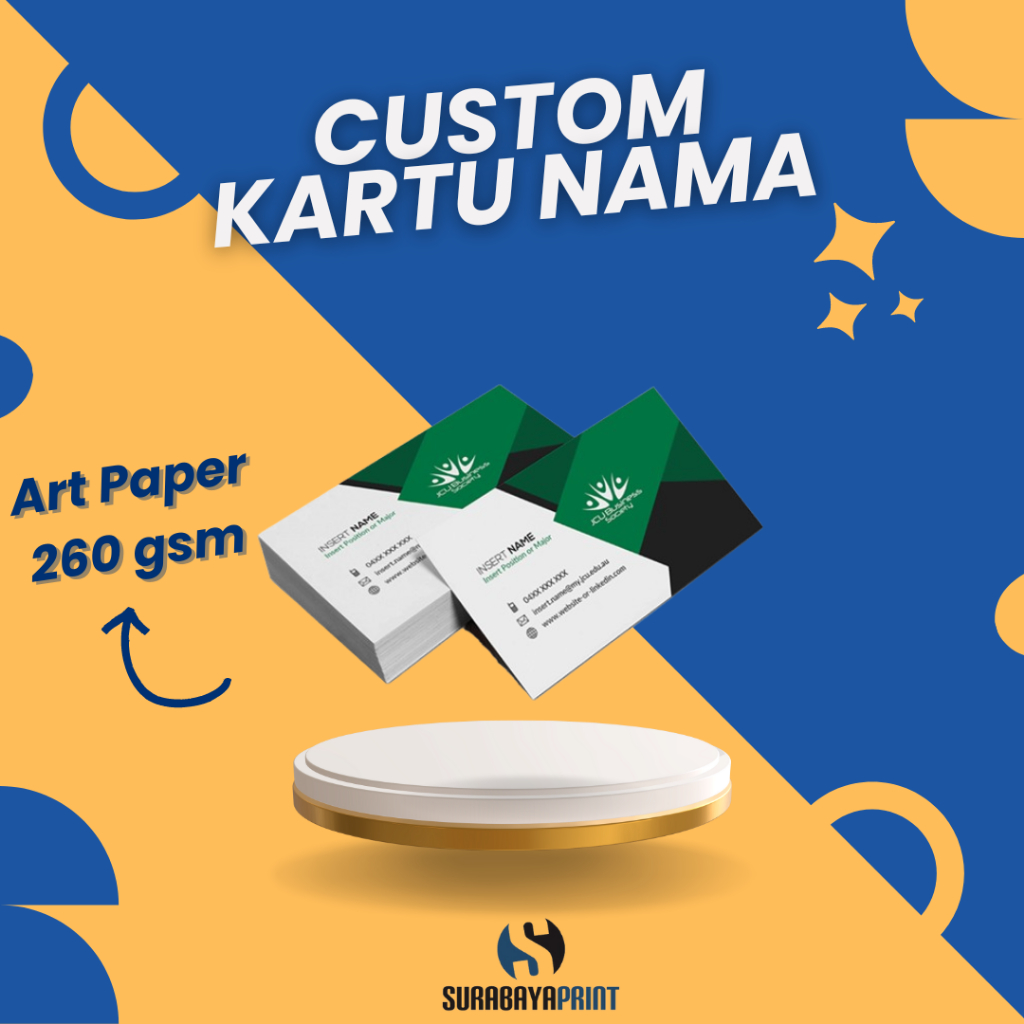 

CETAK CUSTOM KARTU NAMA KERTAS ART PAPER 260gsm MURAH SURABAYA