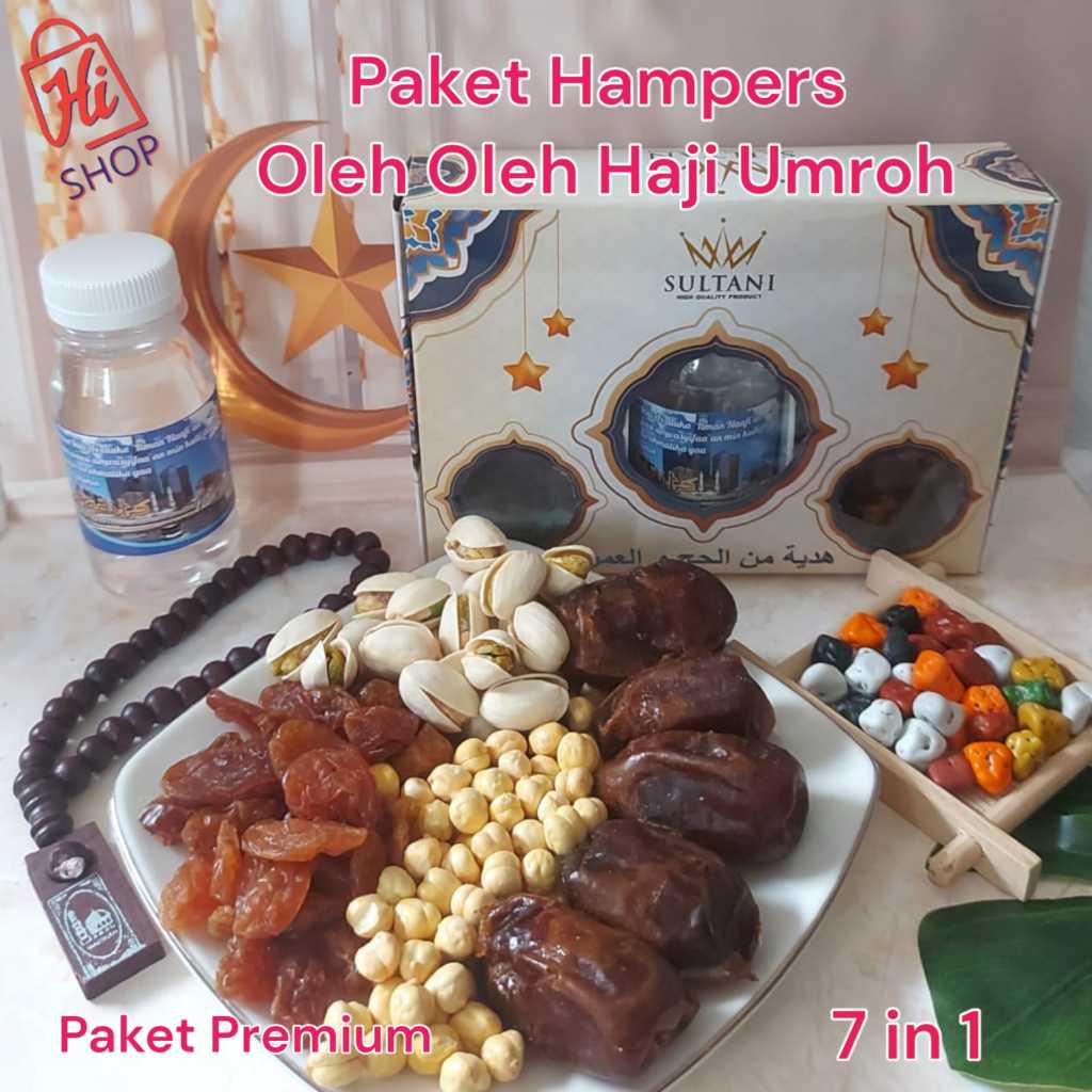 

20 PAKET PREMIUM MAKANAN Hampers Souvenir Hadiah Paket Oleh-oleh Haji dan Umroh harga grosir paket premium isi 7 produk