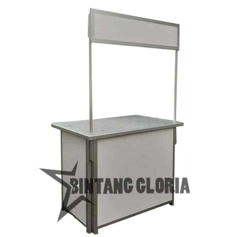 BOOTH PORTABEL MEJA LIPAT EVENT DESK ALUMUNIUM POLOS MEJA 85X50X80