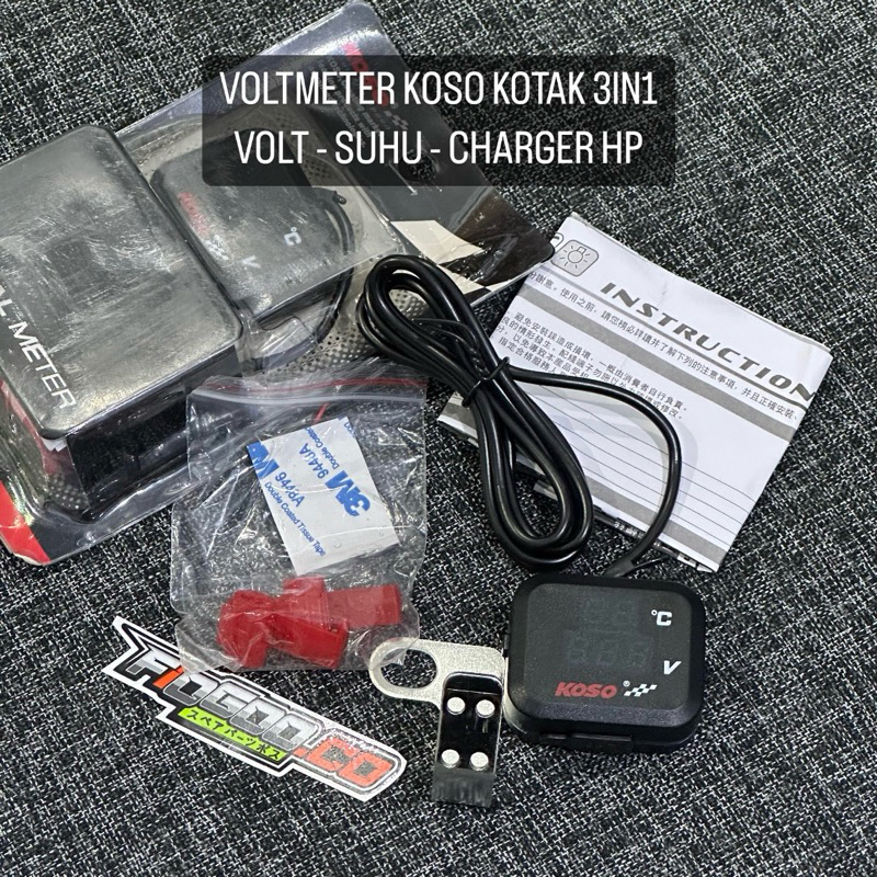 VOLTMETER KOSO AKI VOLTMETER INDIKATOR AKI VOLTMETER KOSO 2IN1 VOLTMETER CAS HP VOLTMETER KOSO INDIK