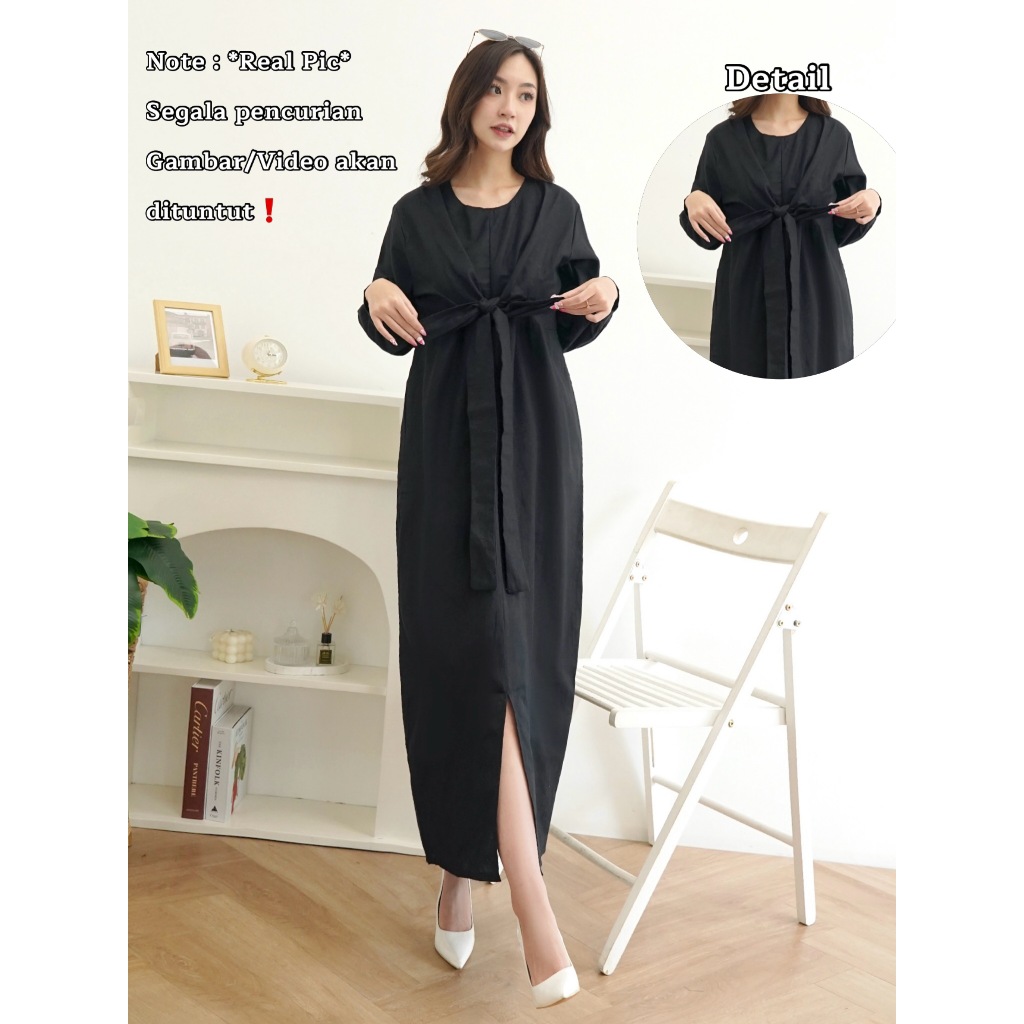 RED-832022 YaeJi Dress/Maxi Dress Korean Look/Terusan Wanita Long Sleeve/Dress vintage/Gaun Tali Lil