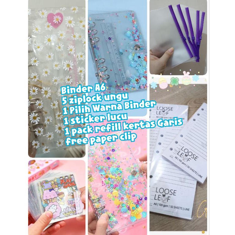 

ART N79I PAKET LENGKAP A6 Saving Money Sinking Funds SEQUINS DAISY Binder A6 FREE PAPERCLIP