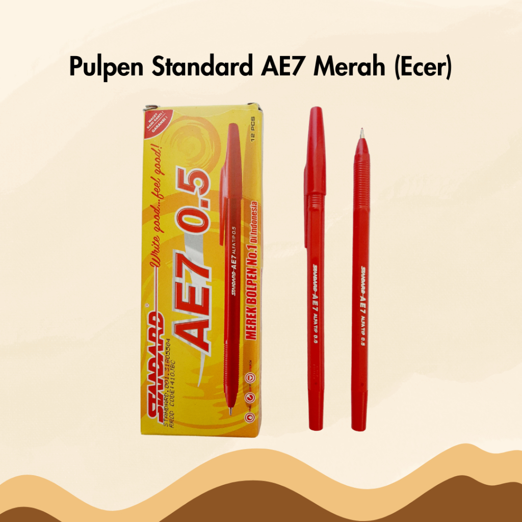 

Pulpen Standard AE7 0.5 mm Merah Per Pcs Satuan Bolpen Bolpoin Ballpoint Pena Pen