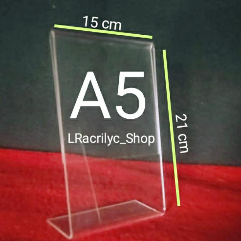 

akrilik bening tempat brosur a5 potrait model L uk 21x15cm tebal 2mm