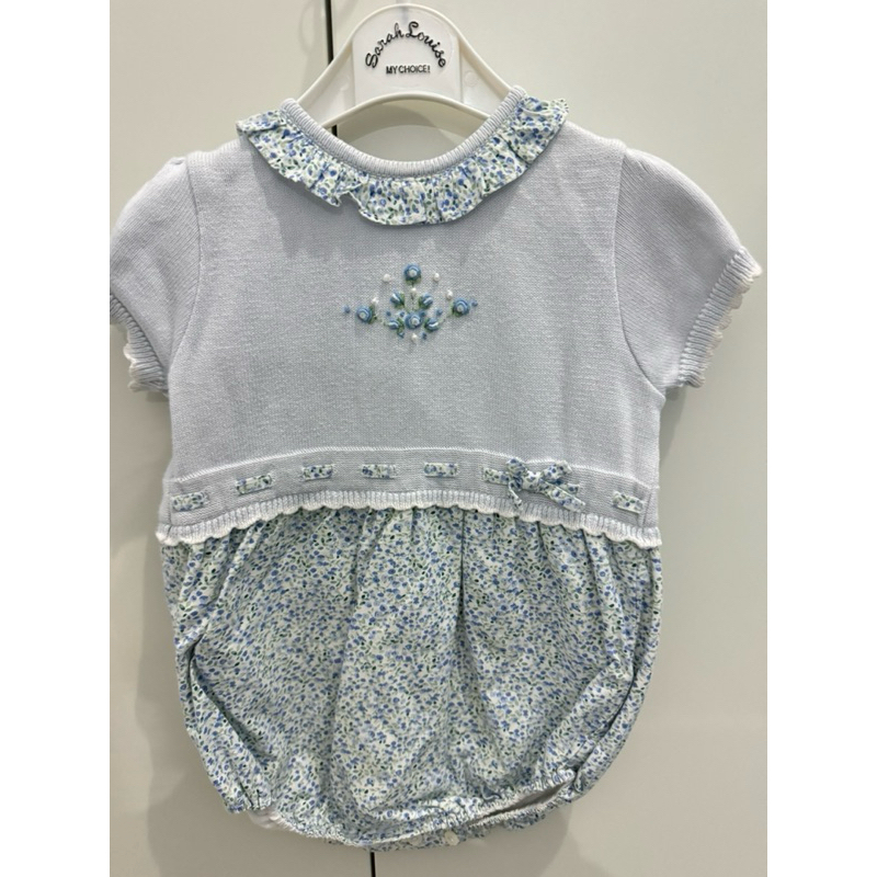 Sarah Louise 12 M blue soft knitted romper preloved