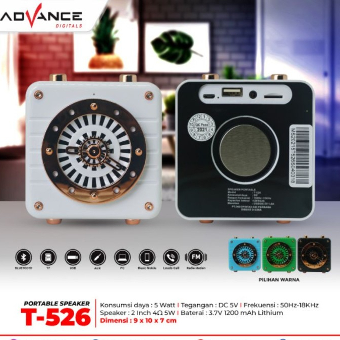 Speaker Advance T526 bt Portable Bluetooth HP Memori Flashdisk speaker box