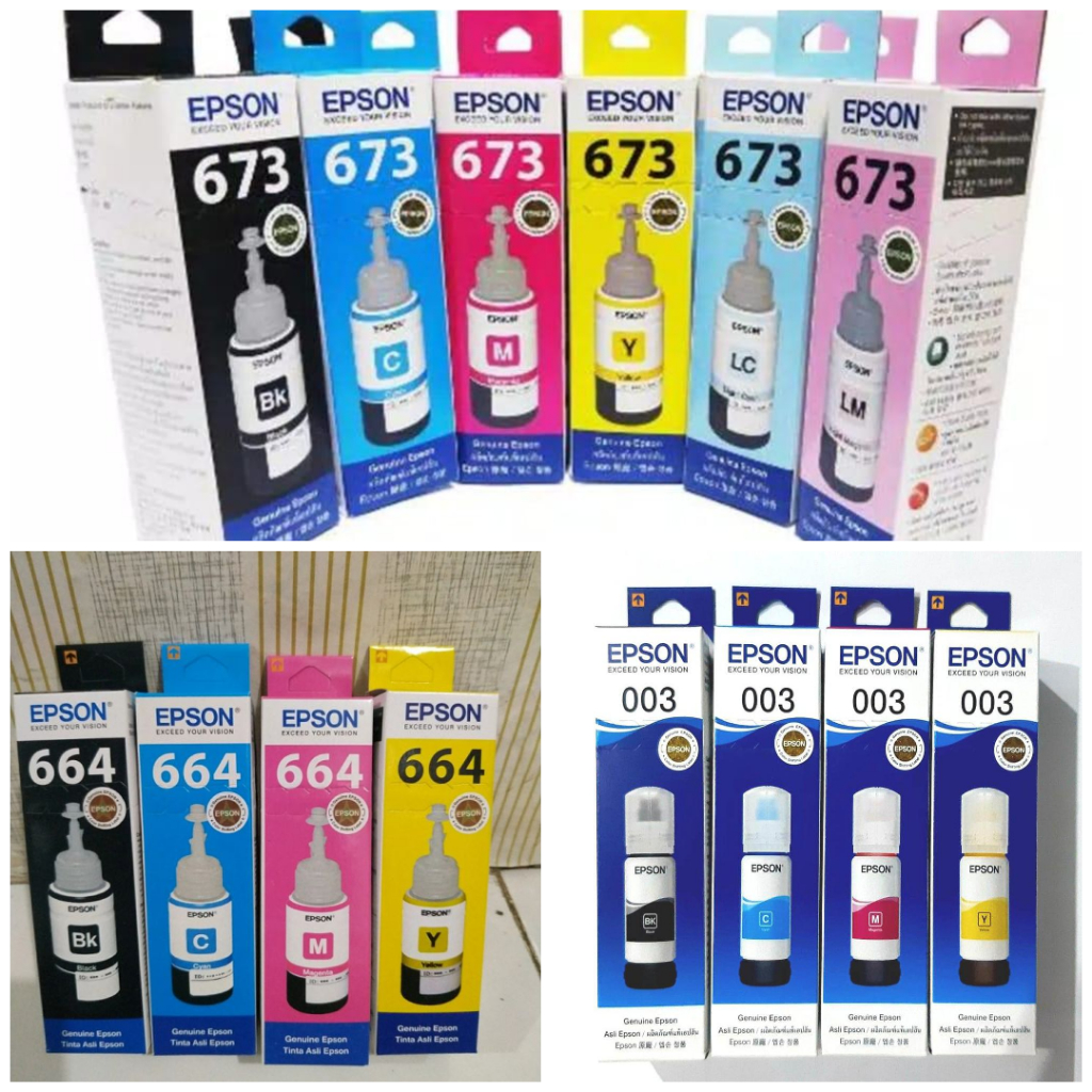 Varian Warna Hitam Biru Pink Kuning Black Cyan Magenta Yellow Model Seri Series 003 664 673 Epson In