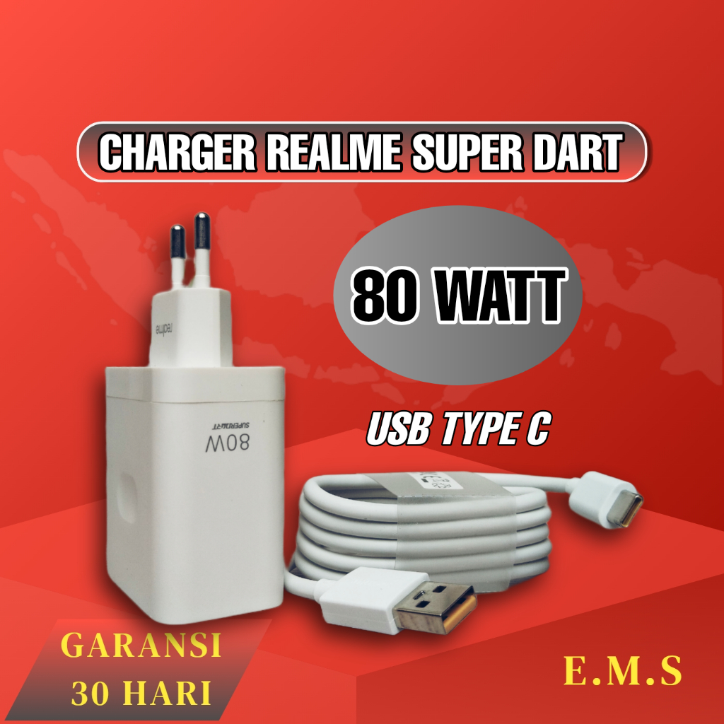 Charger Realme GT Neo 3 GT Neo 3T Original 80W Super Dart Vooc Type C