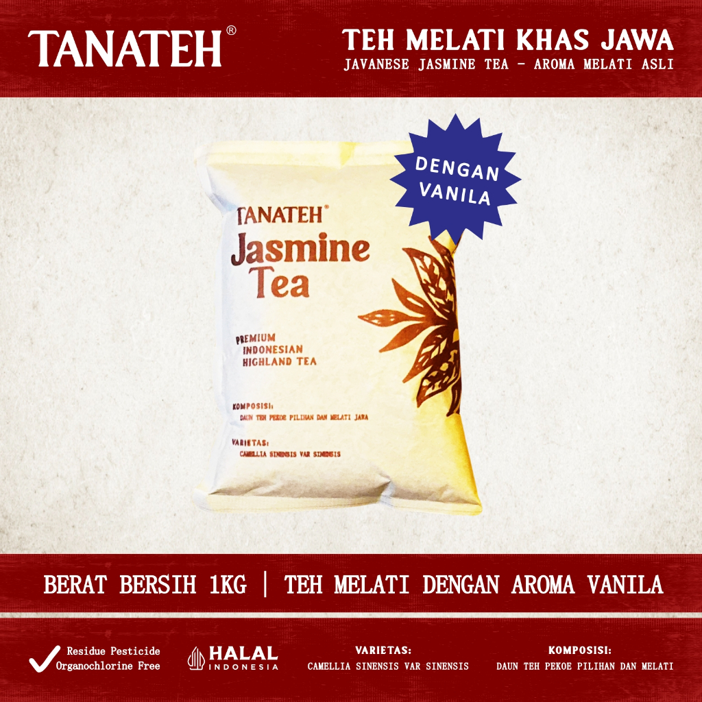 

[TANATEH by Sariteh Indonesia] Teh Melati Khas Jawa (Label Biru) - 1 kg | Javanese Jasmine Tea Aroma Lebih Halus