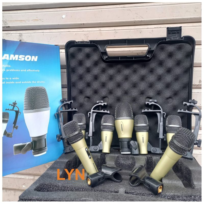 MIC DRUM SAMSON PGA7 KIT PLUS KOPER MIC DRUM ISI 7 MICROPHOE FULL SET PLUS JEPITAN