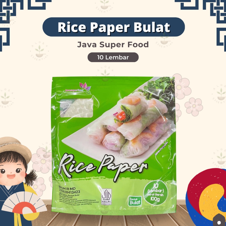 

Dijamin puas Java Rice Paper Bulat 1 lembar Banh Trang Rice Paper 22cm Kulit Lumpia Vietnam Rice Paper Rice roll spring roll Salad Wrap