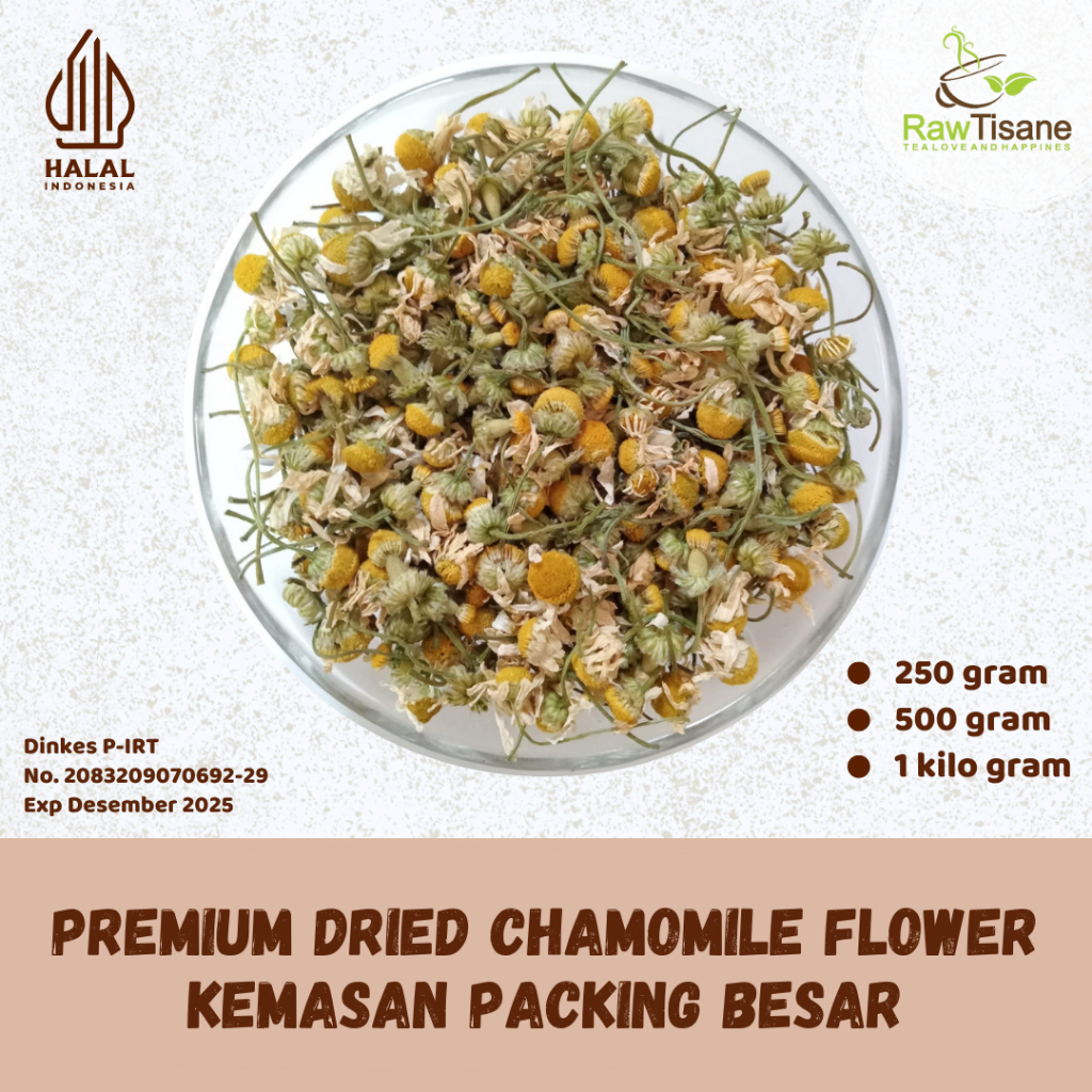 

RAW TISANE Chamomile Flower Kualitas Premium / Teh Bunga Kamomil Kualitas Premium Isi 1 Kg