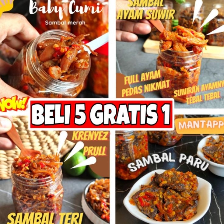 

Beli Dong PREMIUM Sambal Lauk Cumi Paru Cakalang Roa Asap Ayam Suwir Teri Medan Kecombrang Pete Jengkol Kikil Bawang Terasi Usus