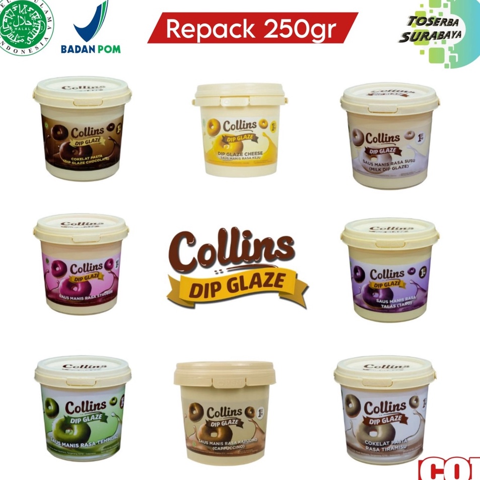 

Big Sale GLAZE COLLINS Repack 25gr Collins Dip GLAZE Donat Topping Filling OlesanIsian