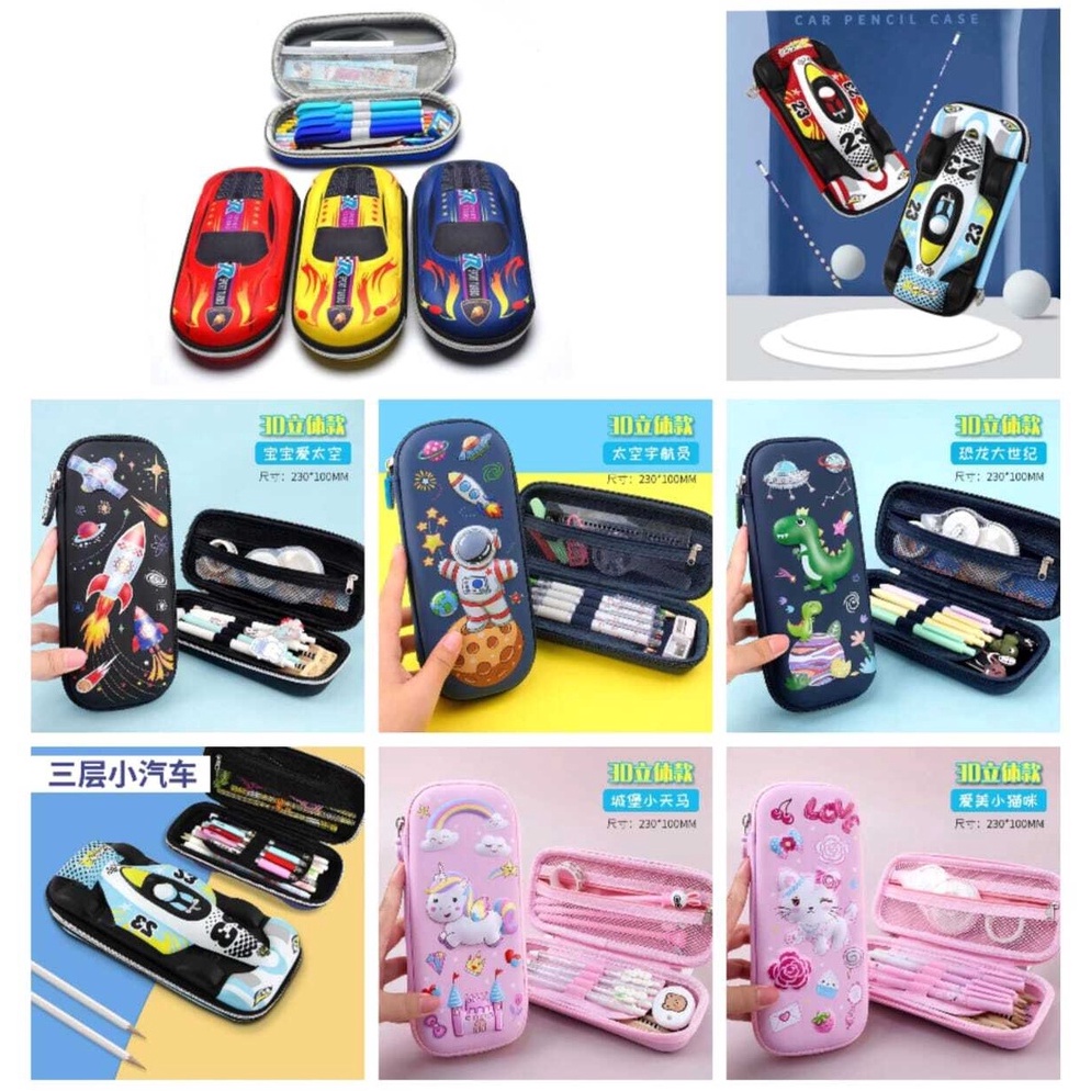 

ART A13Y zwq Kotak Pensil 3D Anak Sekolah TK SD Pencil Case 3D Bahan EVA Tempat Pensil 3D Timbul