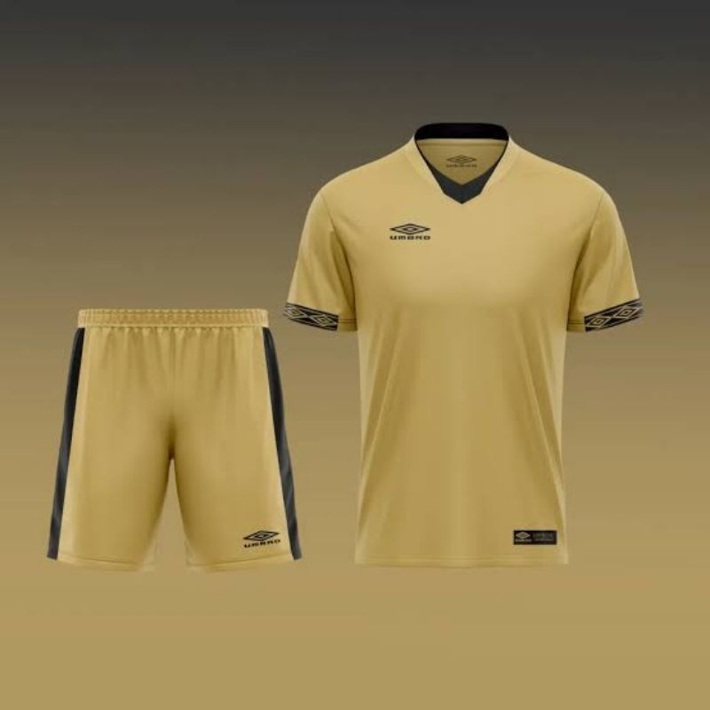 BAJU BOLA JERSEY DEWASA 1 SET  BAJU + CELANA WARNA HITAM GOLD KUNING PUTIH MARUN