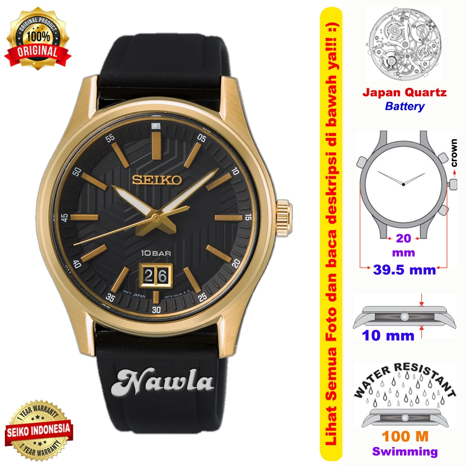 Seiko Quartz SUR560P1 Sapphire Black Gold - Jam Tangan Pria SUR560