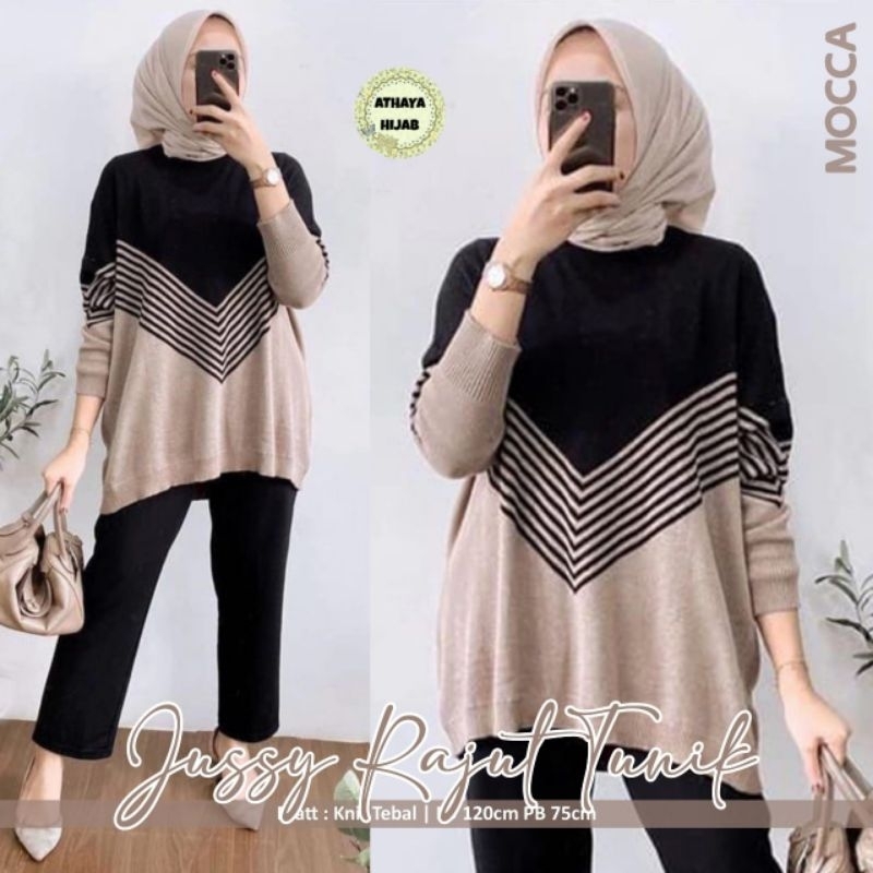 Jussy Rajut Blouse Oversize Rajut Wanita Premium
