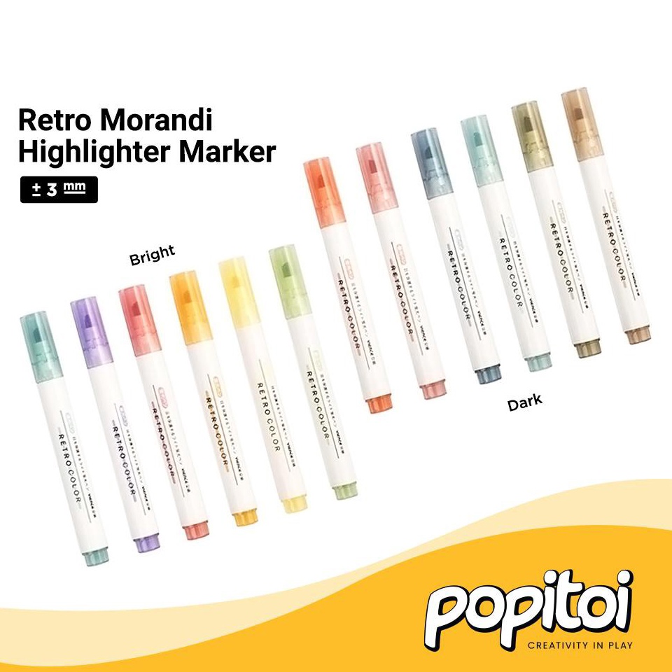 

KODE E3U9 Retro Morandi Highlighter Marker Set of 6