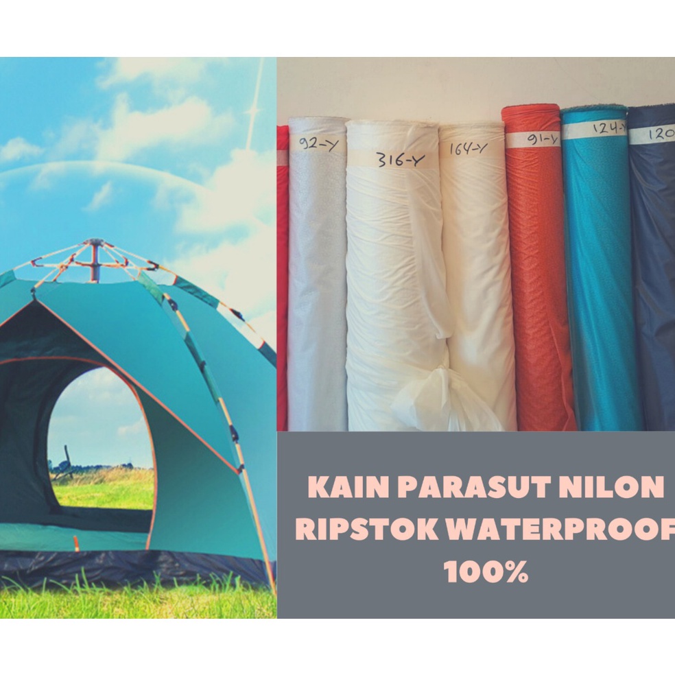 Terbaru 66 KAIN PARASUT NILON BAHAN RIPSTOK LAYANGAN WATERPROOF 1 TENDA 9X15 textile