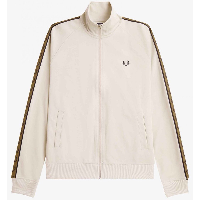 Fred Perry Contrast Taped Tracktop Jacket Original Ecru Gold