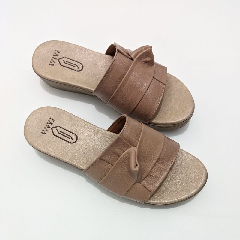 Sandal Wedges Hak 3cm Sandal Wanita Kulit Asli