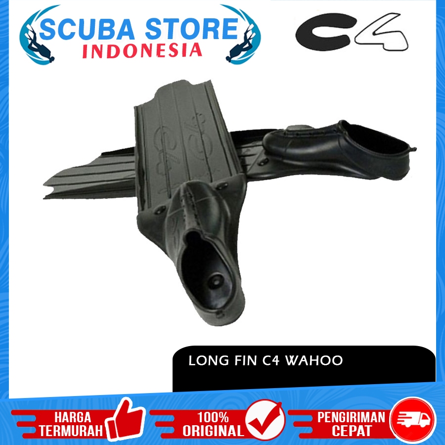 Long Fin Freediving C4 Wahoo Fins Freedive Spearfishing Kaki Katak Panjang Apnea Spearo Bi-Fins