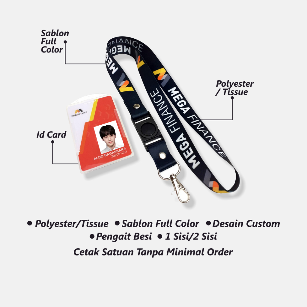 

Lanyard Custom Nama Printing Full 2 Sisi Satuan Murah Bisa Request Nama Design