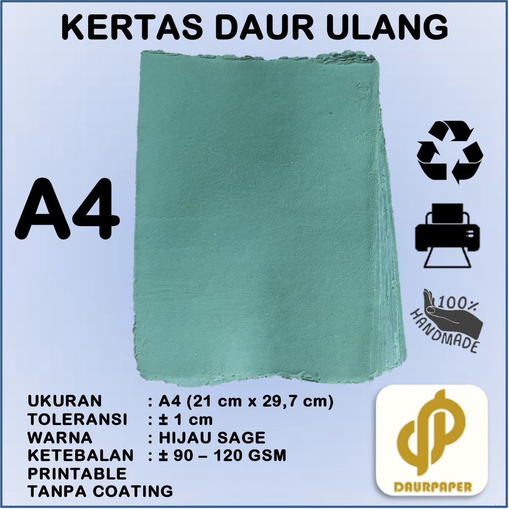 

DAURPAPER Kertas Daur Ulang Recycled Paper Artic Printable A4 Hijau Sage
