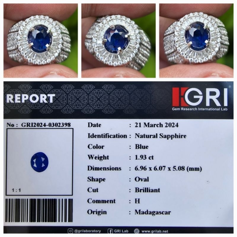 Natural Blue Sapphire Madagascar Memo 1.93 crt