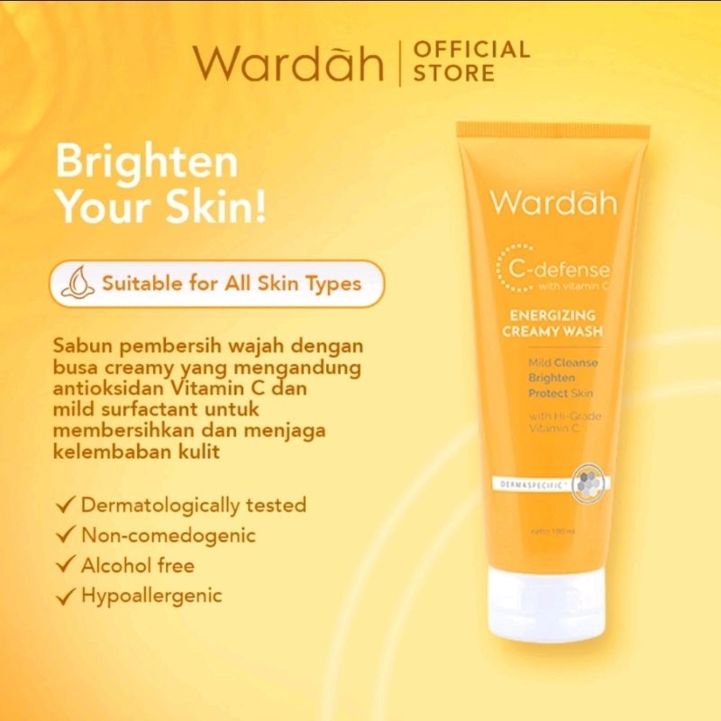 Wardah Facial Wash Foam/Creamy/Sabun Cuci Muka Vit C 100 ml