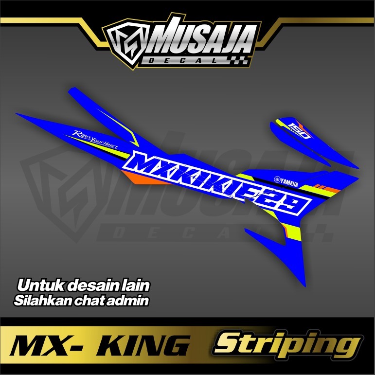 Stiker Striping mx king 150 biru putih transparan uv glossy non full body musaja decal