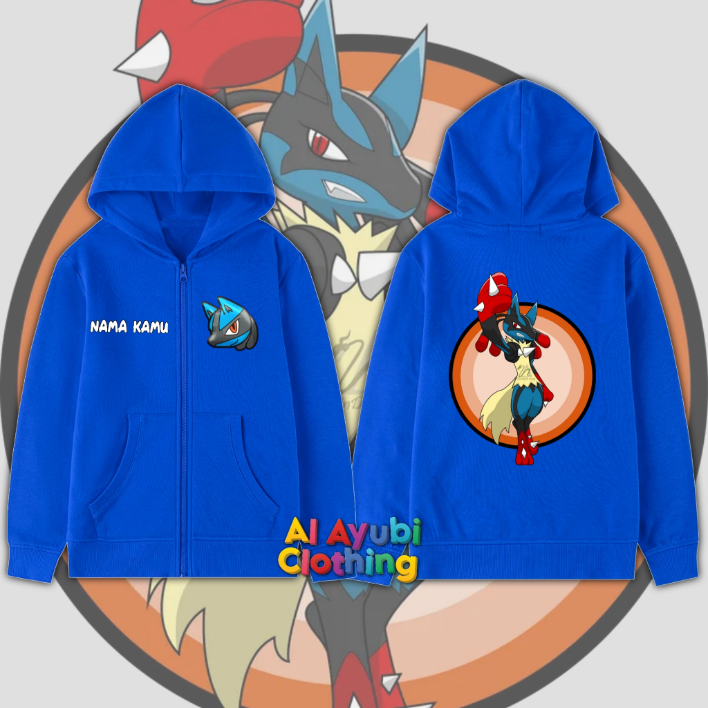 Jaket Zipper Anak Lucario Pokemon / Jaket Resleting Anak Lucario Pokemon
