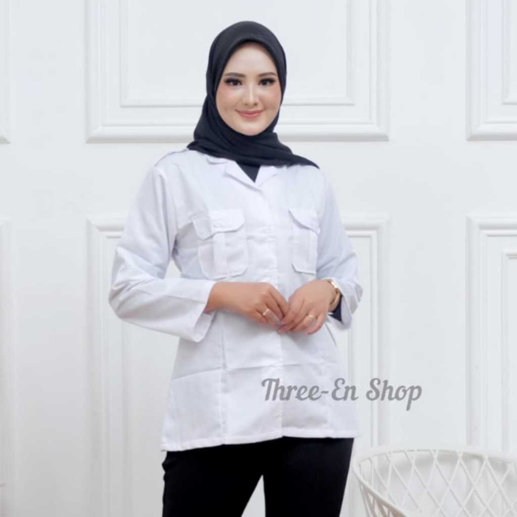 Seragam kemeja Putih wanita PNS/ASN, Baju Putih Guru, Baju PPL, PDH, Perawat, Bidan PDH Putih Wanita