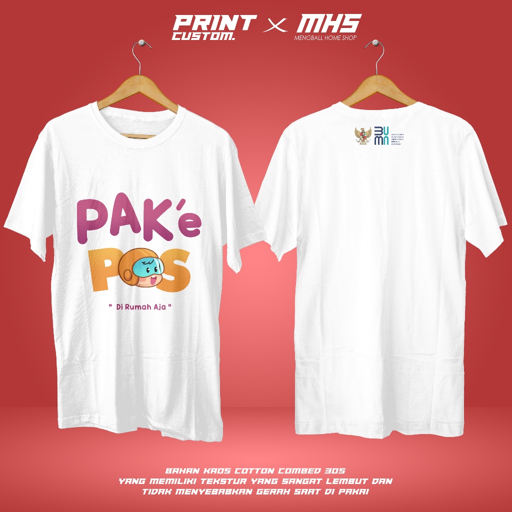 KAOS PAKE POS DI RUMA AJA POS INDONESIA COTTON COMBED 30S - MENGBALLHOME