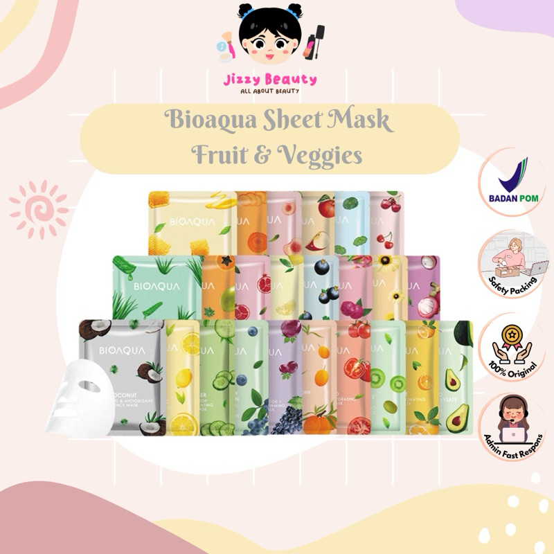 Jizzy Beauty - BIOAQUA Masker Sheet Mask Vegetables and Fruits Series Natural Plant Essence Face Mas