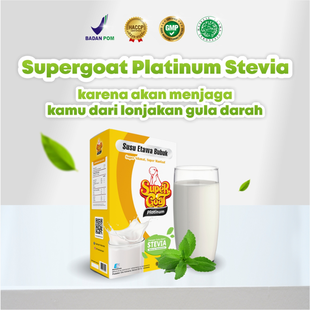 

Super Goat Susu Kambing Etawa Menu Sarapan Untuk Kesehatan Diabetes Dengan Gula Stevia 1 Box