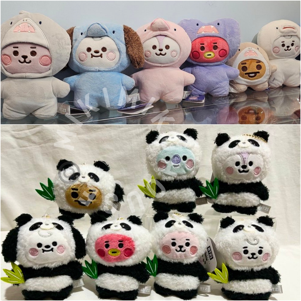 2024 BT21 PANDA & SEA CREATURE SERIES OFFICIAL JAPAN BABY JEPANG DOLL PLUSH BONEKA BTS TOY POUCH KEY