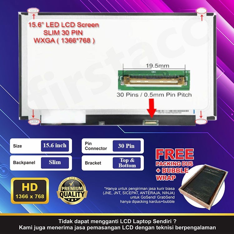 LCD LED Laptop HP 15-BW064AX 15.6 inch slim 30 pin 1366x768