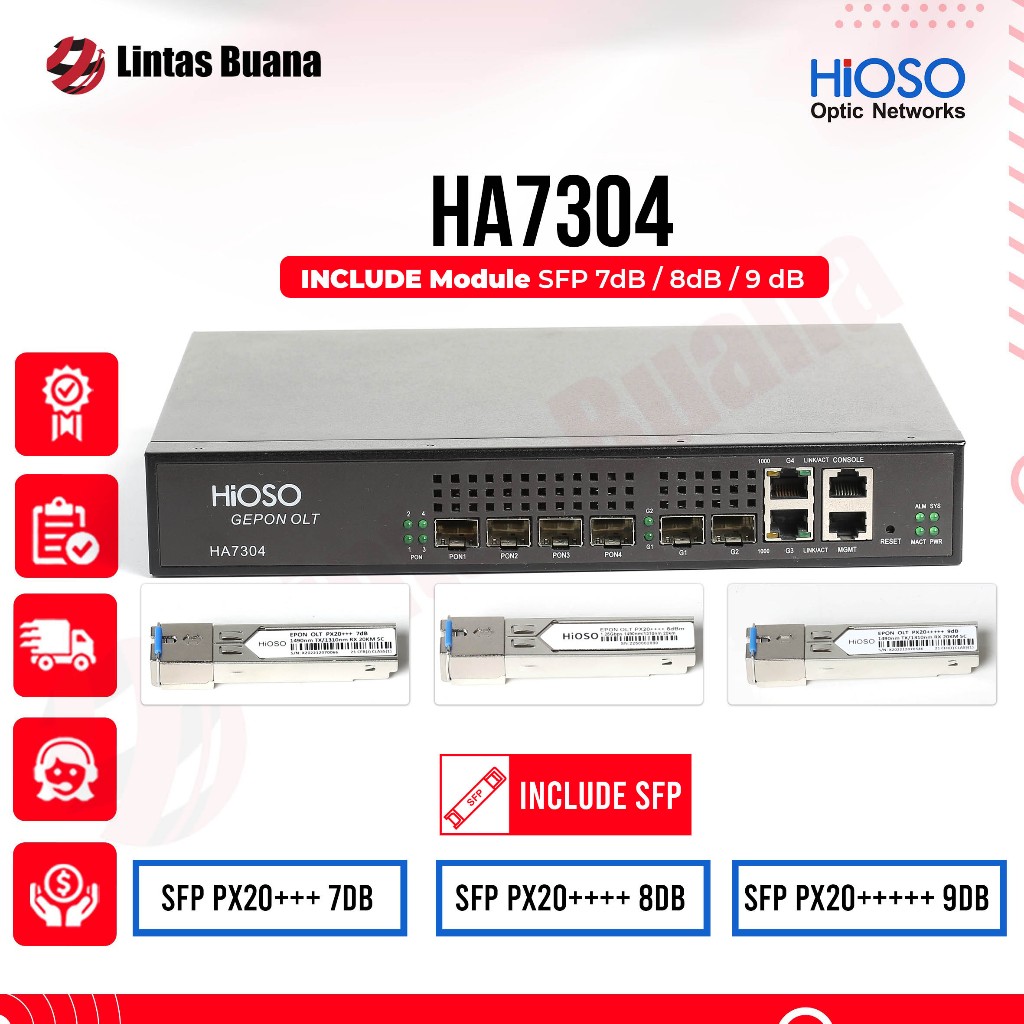 Hioso HA7304 4PON EPON OLT sudah termasuk SFP Module