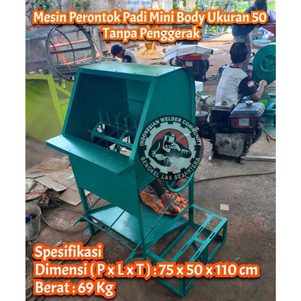 Mesin Perontok Padi Mini Body Ukuran 50 Tanpa Penggerak