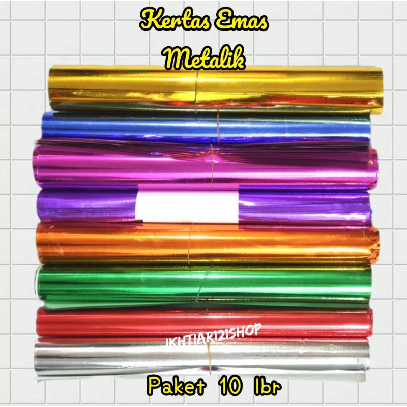 

Paket 10 Lembar Kertas Emas Metalik/Kertas Sampul Metalic