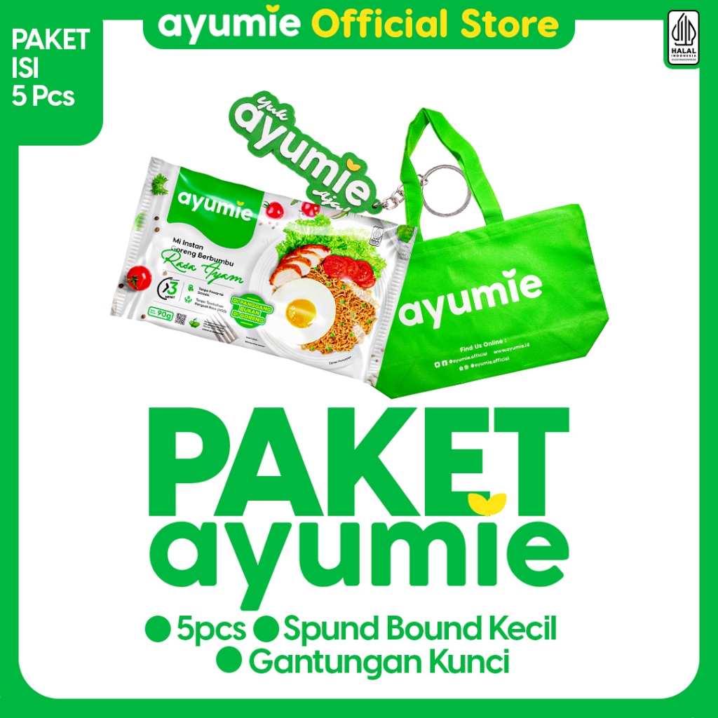 

Ayumie - Paket 1 - Rasa Ayam 5 pack + Spundbound + Gantungan Kunci