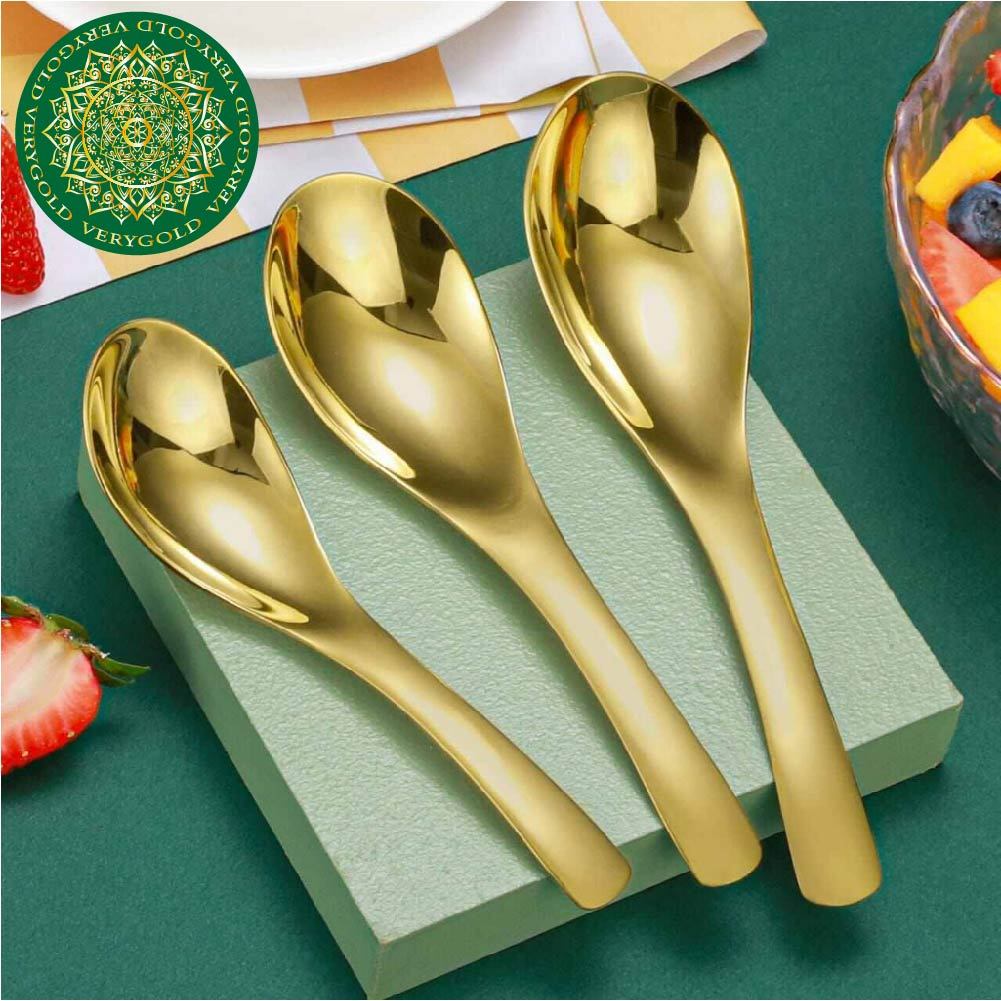 Sendok Bebek Gold Tebal 304 Stainless Sendok Makan Sendok Kuah Sendok Bubur
