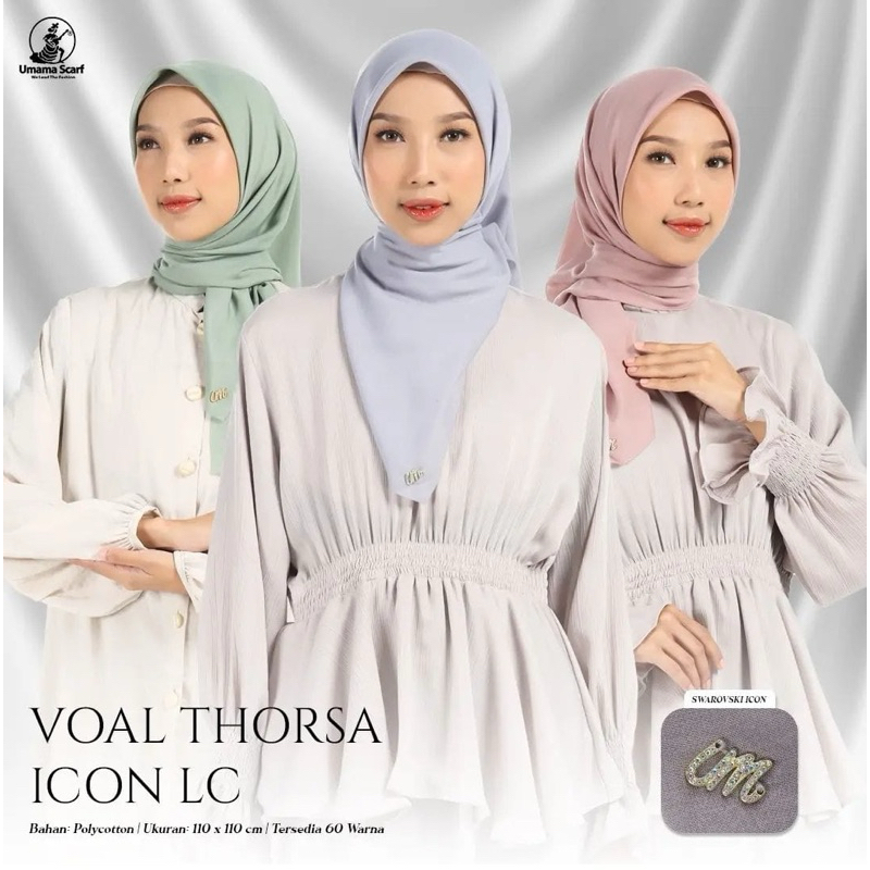 NAGIH- UMAMA SCARF THORSA POUCH ( LOGO UM swarovski )KERUDUNG HIJAB SEGI EMPAT