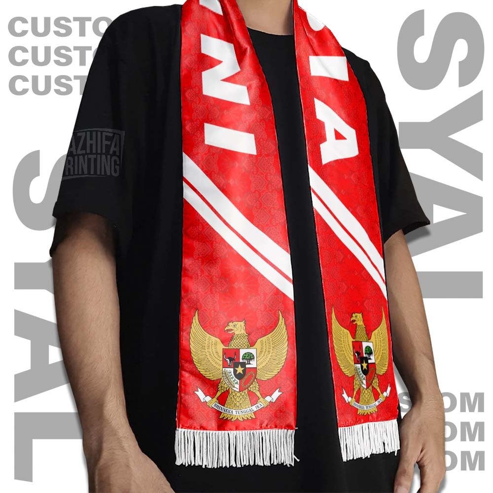 Nazhifa Printing - Syal Indonesia Merah Putih Garuda Timnas - Scraft Scarf Leher Pria Wanita Unisex