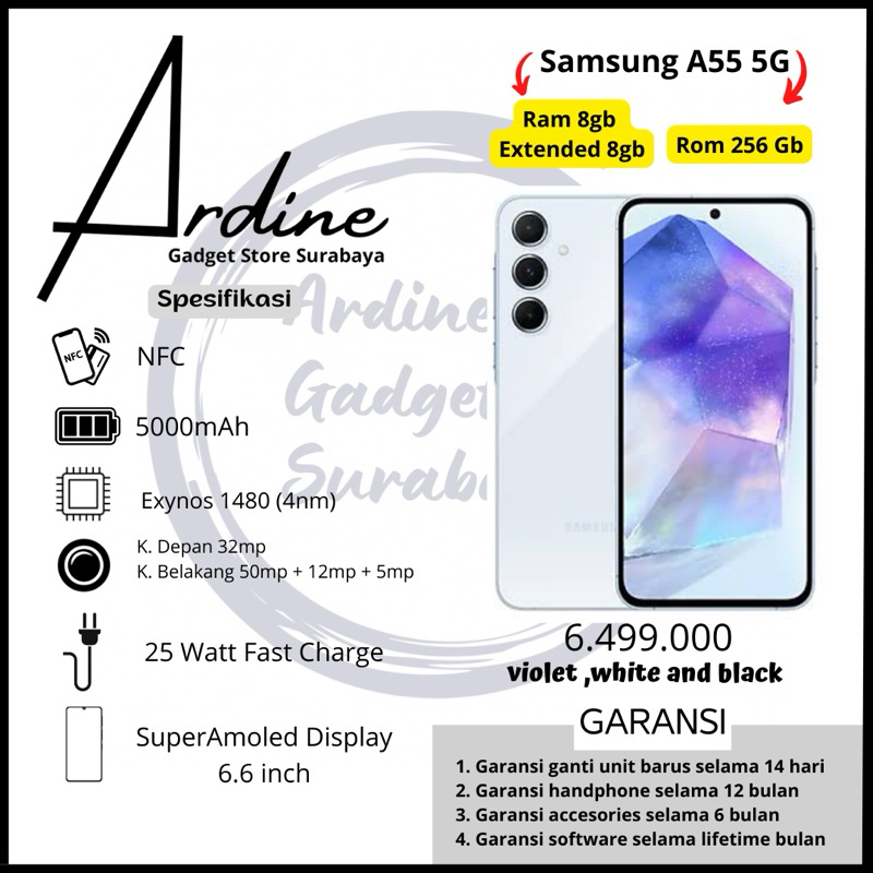 Samsung A55 (Ram 8/128) (Ram 8/256) (Ram 12/256) Garansi Resmi Samsung Sein 100%