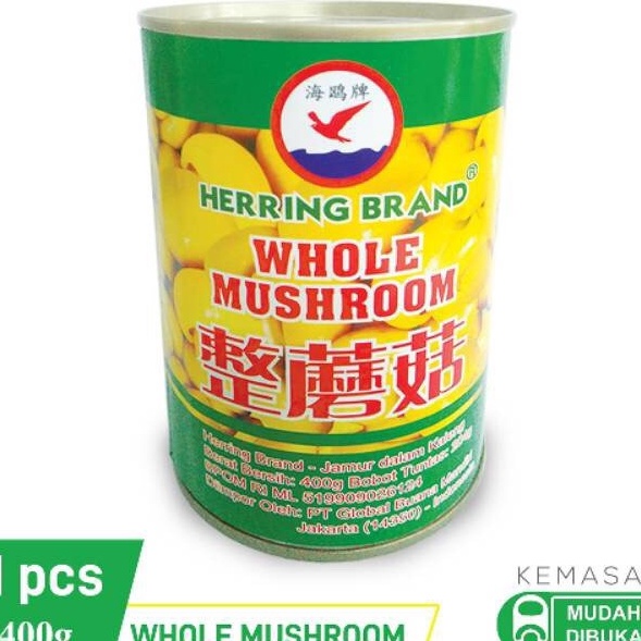 

Murah Lebay Jamur Kancing HERRING BRAND Whole Mushroom Dalam Kaleng 4Gr