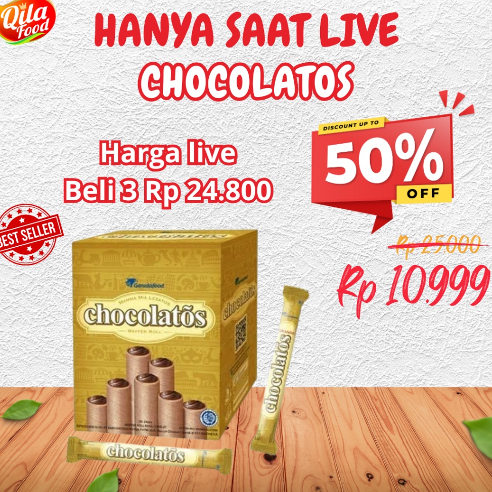 

Penawaran Terbaik WAFER CHOCOLATOS ROLL COKLAT 1 BOX ISI 24 SNACK CRIPS MAKANAN RINGAN KERING TERMURAH